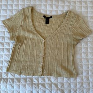 Forever 21 beige/yellow knit short sleeve top